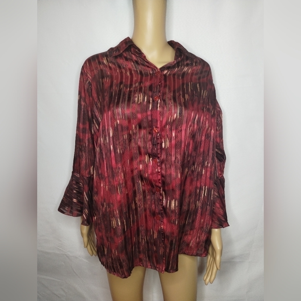 Shana woman's sheer button up shirt top size XL